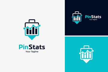 Pin stat logo, data logo design vector, business logo design template
