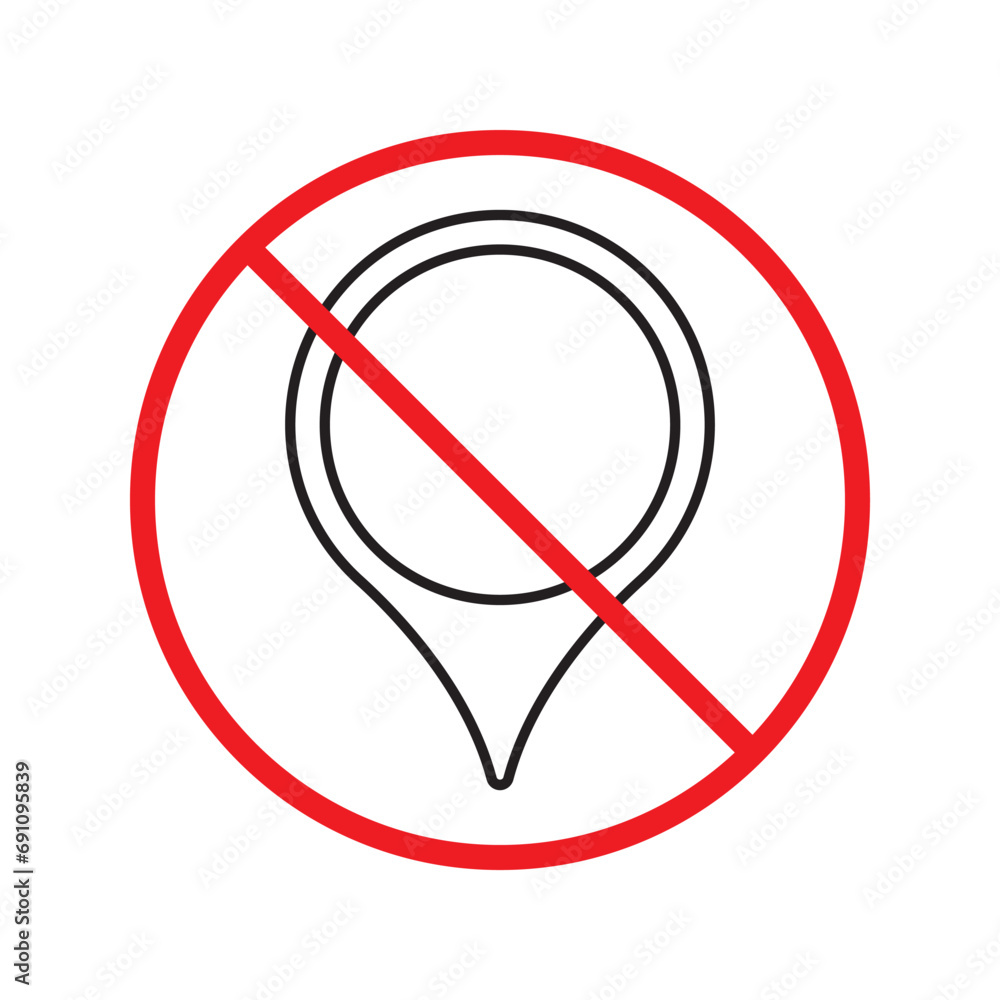 Aufkleber no location icon. forbidden geolocation icon. no navigation vector symbol. prohibited vector icon. w