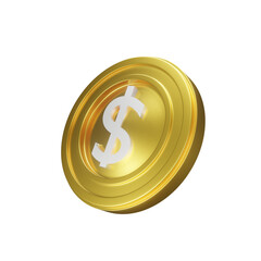 Glossy Gold Coins with white sign. Set PNG. Transparent background