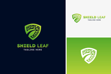 Shield ecology logo design vector, nature logo design template