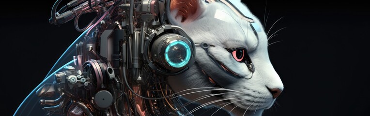 Anthropomorphic cyber cat - obrazy, fototapety, plakaty