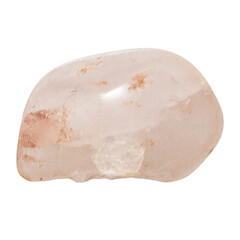 Macro shooting of natural gemstone - tumbled rose quartz mineral gem stone isolated on transparent...