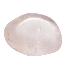 Macro shooting of natural gemstone - tumbled rose quartz mineral gem stone isolated on transparent...