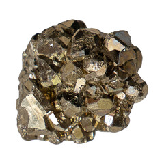 Pyrite stone isolated. closeup of sample of natural mineral from geological collection - raw...