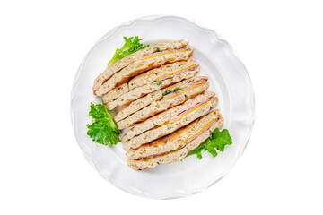 sandwich cheese ham meat plate snack eating appetizer meal food snack on the table copy space food background rustic top view