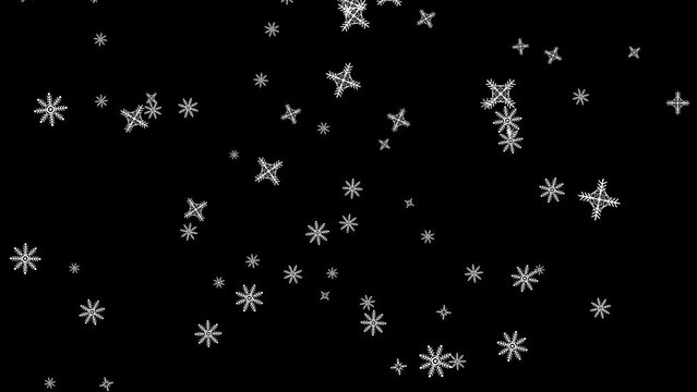 snow particles falling down animation on black screen. concept for Christmas celebration and cold winter.