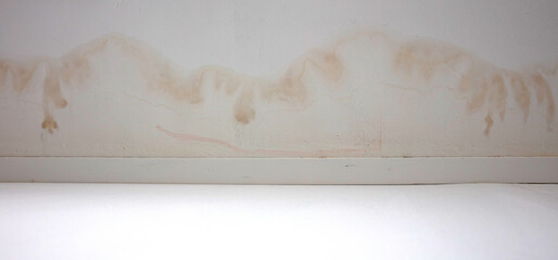 Stains on ceiling and wall from water leak