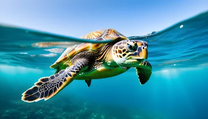 Foto op Plexiglas World turtle day and Ocean environmental day. Save sea plastic pollution. Climate change, Environmental CSR. © Antonio Giordano