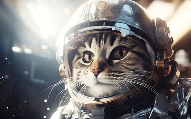 Adorable Astronaut: Cat Explores Space. AI generated