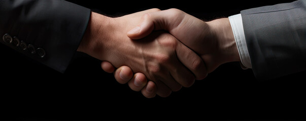 Obraz premium Two businessman shook hands, making deal, hand shake for an agreement.