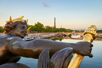 Early morning at Alexander III bridge, Paris - obrazy, fototapety, plakaty