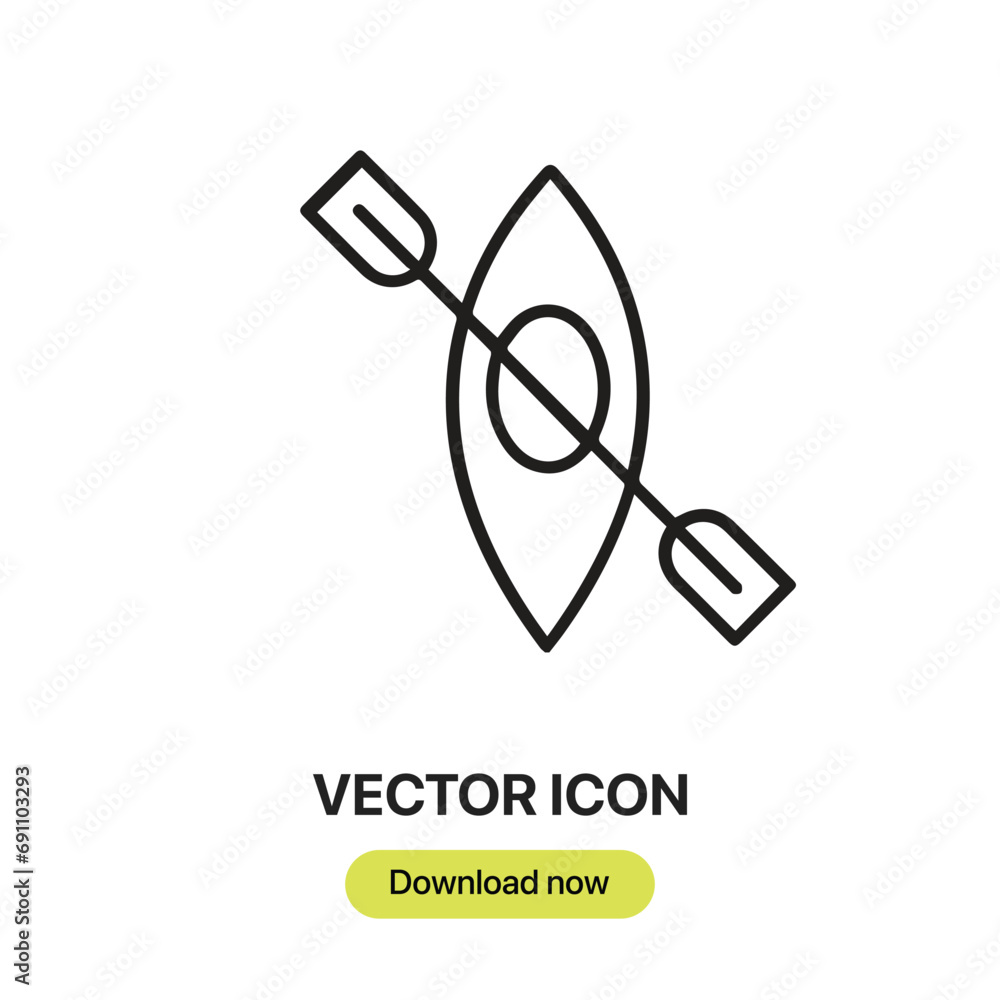 Poster kayak icon vector. linear-style sign for mobile concept and web design. kayak symbol illustration. p