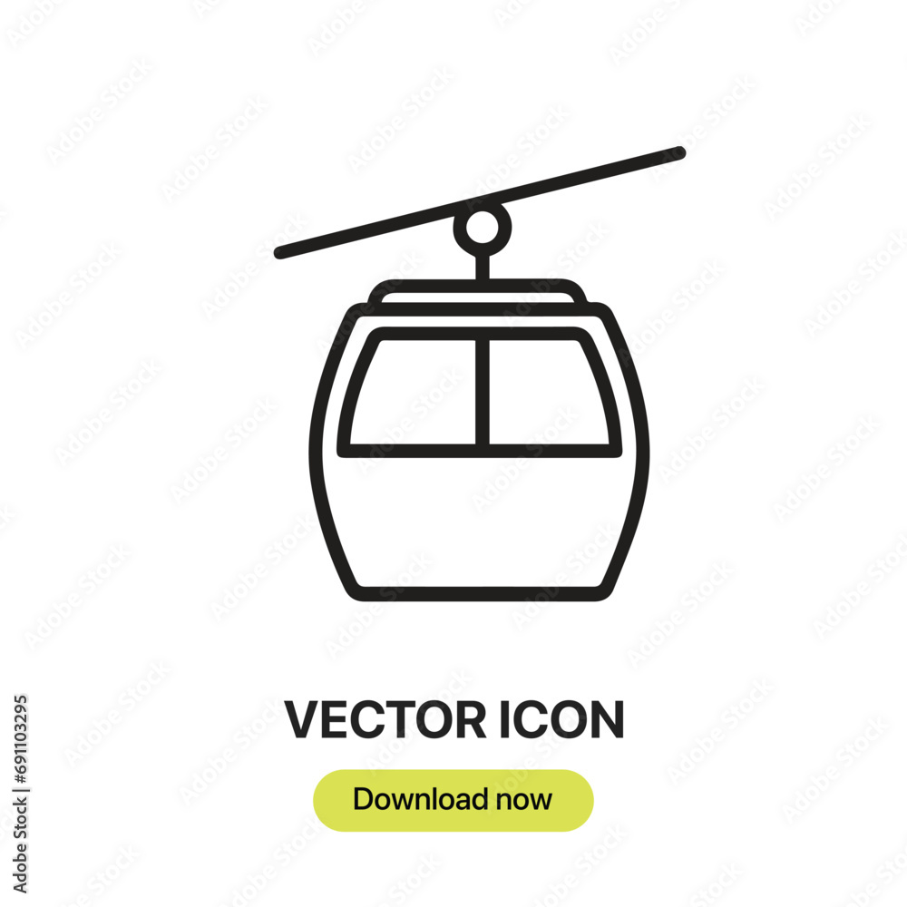 Poster cable car cabin icon vector. linear-style sign for mobile concept and web design. cable car cabin sy