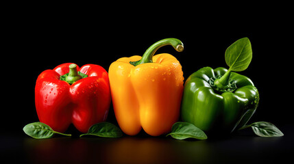 fresh and colorful capsicum with water drop
