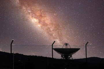 satellite dish listening giant in spain sky cosmology science ex - obrazy, fototapety, plakaty