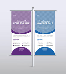 real estate house property lamp post advertising pole banner design template