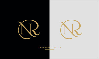 Alphabet letters NR or RN logo monogram