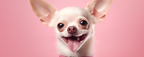 Funny smiling animal on pastel backround. Copy space banner. Generative ai