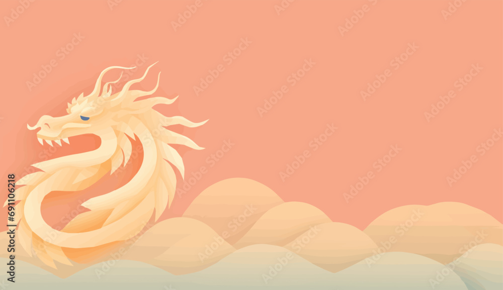 Wall mural vector illustration of a minimalist dragon for use as a background for chinese new year. - Wall murals