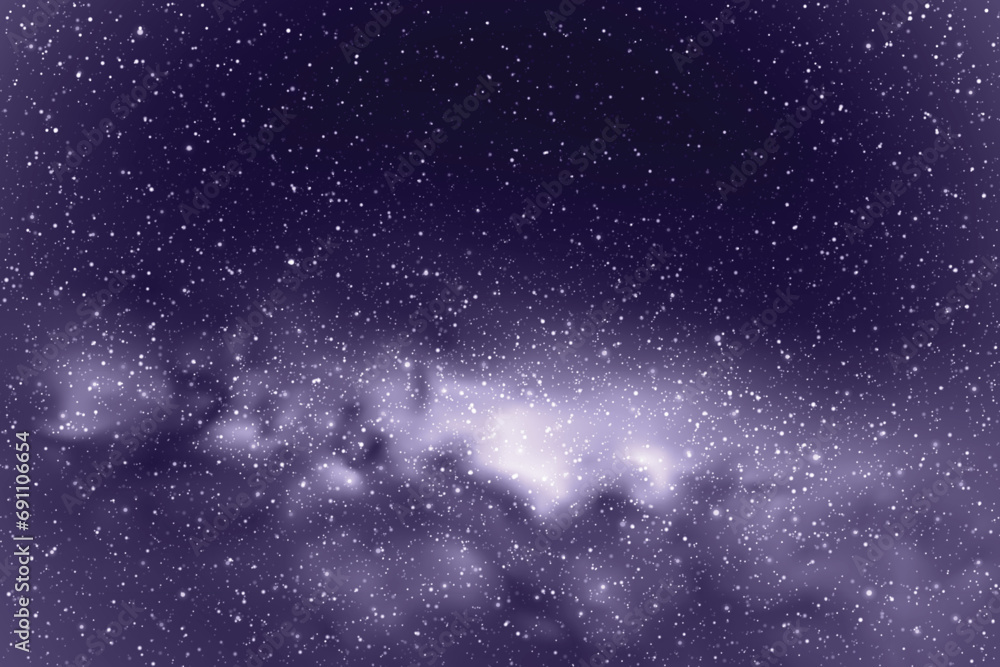 Sticker monochrome cold blue space background. night starry sky and milky way