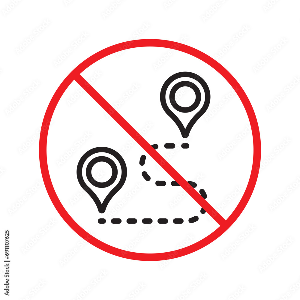 Aufkleber no location icon. forbidden geolocation icon. no navigation vector symbol. prohibited vector icon. w