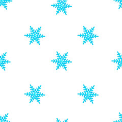 Watercolor seamless pattern with blue snowflakes 