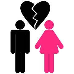 breakup icon, broken hearts icon