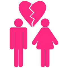 breakup icon, broken hearts icon