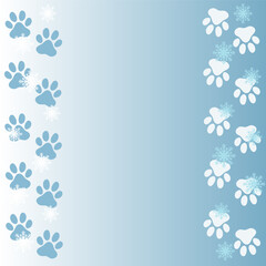Winter snowy footpath dog frame with copy space for text.
