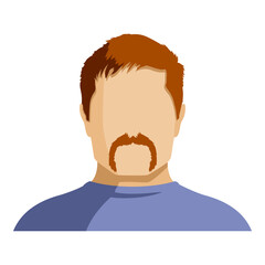 Vector Flat Man Avatar. No Face with Hairstyle and Moustache