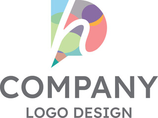 Combination of letters P H, Letter PH logo in stylized colored shapes 