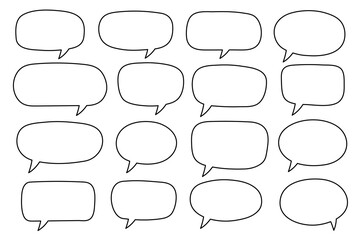 Obraz premium Speech bubble, speech balloon, chat bubble line art vector icon for apps and websites. Set of hand drawn speech bubbles.