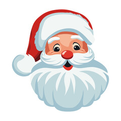 Portrait of santa claus. Head of a cheerful Santa Claus. Traditional character, symbol of Christmas and New Year. Cartoon style. Vector illustration.