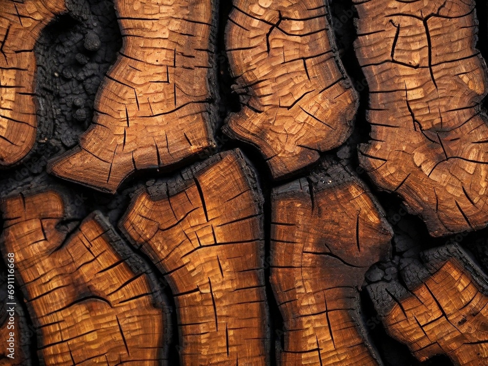 Poster a background of texture of wood burned after a fire with generative ai