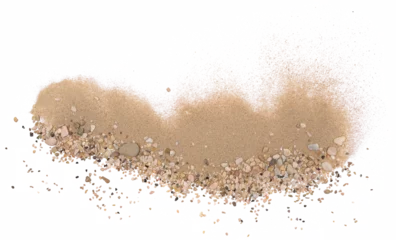 Fototapete Sand pile scatter with small pebbles isolated on white background and texture, with clipping path, top view © dule964