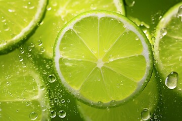 Abstract fresh lime seamless background adorned with glistening droplets of water.