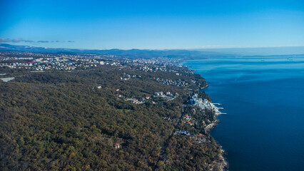 Hilton Rijeka Costabella Beach, Opatija, hotel, coast, aerial view, Croatia