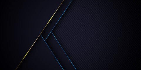Dark blue and gold abstract background luxury shapes - obrazy, fototapety, plakaty
