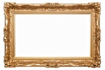 Gold picture frame isolated on white