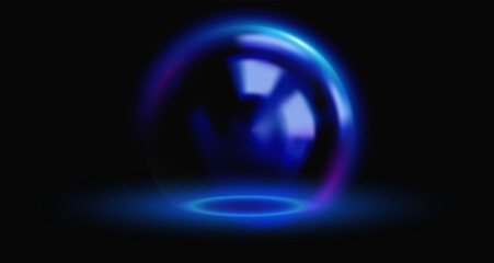 Sphere shield protect in abstract style. Virus protection bubble. Sphere lines technology background. Magic orb vector illustration.