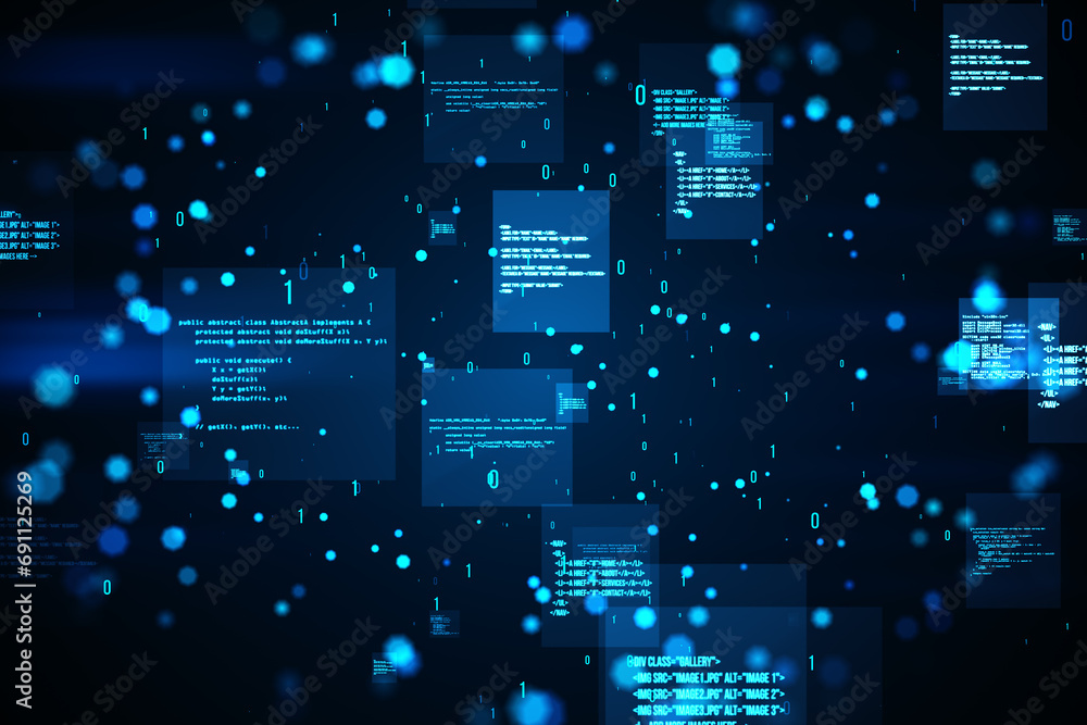 Leinwandbilder Creative binary coding background. Software programming code. 3D Rendering.