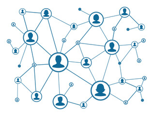 Global network, Social user network, social and business network, diverse business team connected by lines - vector