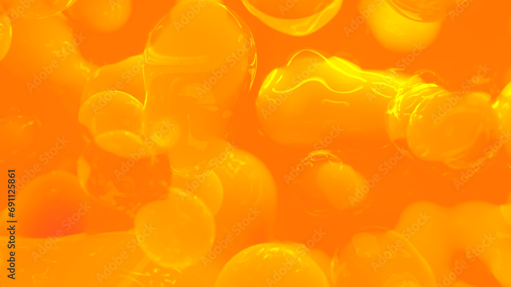 Aufkleber orange honey color reflecting smooth amorphic liquid backdrop - abstract 3d rendering