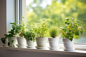 window sill garden with various plants