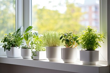 window sill garden with various plants