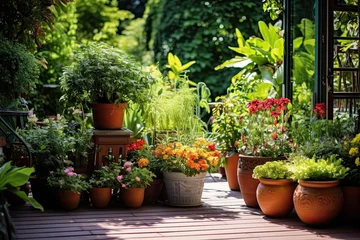 Photo sur Plexiglas Jardin window sill garden with various plants