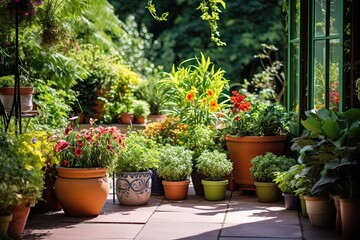 window sill garden with various plants