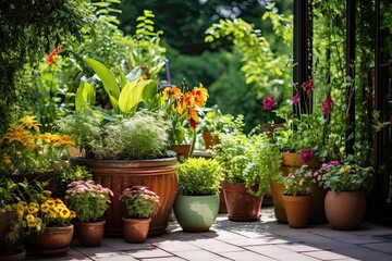 window sill garden with various plants