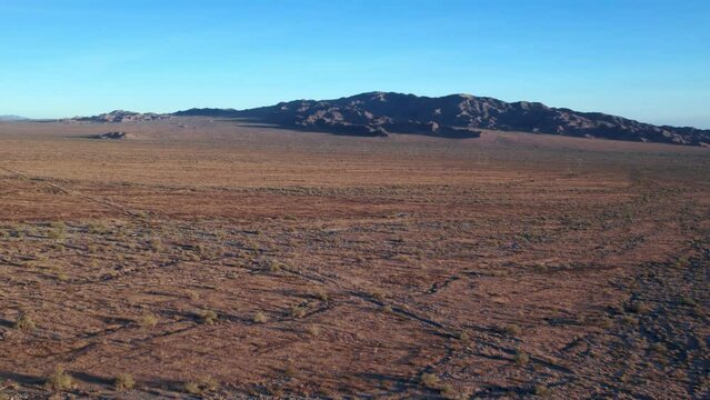 Aerial view of creosote flats below the Orocopia Mountains Wilderness