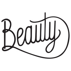 Vector lettering of the word beauty isolated on a transparent background for beauty masters, salons, design and printing